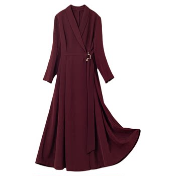 Angola red dress early autumn slim mid skirt
