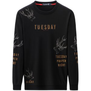 
Playboy spring and autumn young and middle-aged long-sleeved T-shirt men's mercerized cotton printed sweatshirt 2025 new pure cotton bottoming shirt