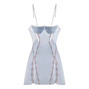 
Nocturne lace French nightgown with chest pad pure sexy satin home clothes pajamas