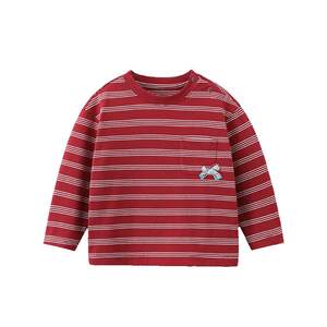 
[Junma Fushang Antibacterial] Qiqi Bear Baby Bottoming Shirt Winter Boys T-Shirt Long Sleeve Striped Children's New Year's Clothing