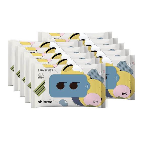 Shuangran baby wet towel is installed with 10 small bags, baby new babies, babies, special portable wet paper towels