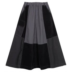 
niko and...skirt women's 2025 autumn and winter new cotton workwear splicing trendy and cool long skirt 578202