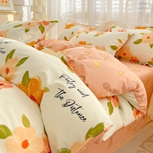 100% pure cotton bedding, four piece set of bedding, three piece set of bed sheets, and a fitted winter duvet cover