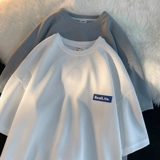 克莱因蓝华夫格重磅短袖男士t恤潮牌夏季潮流ins宽松大码oversize