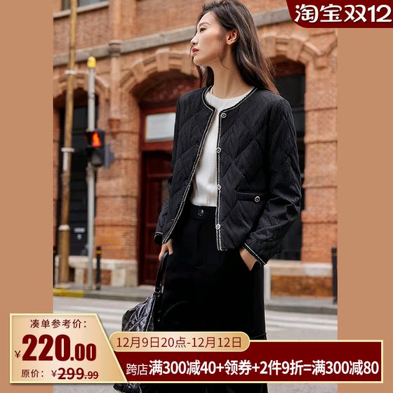 专柜黑色名媛羽绒服折扣2024冬季女装