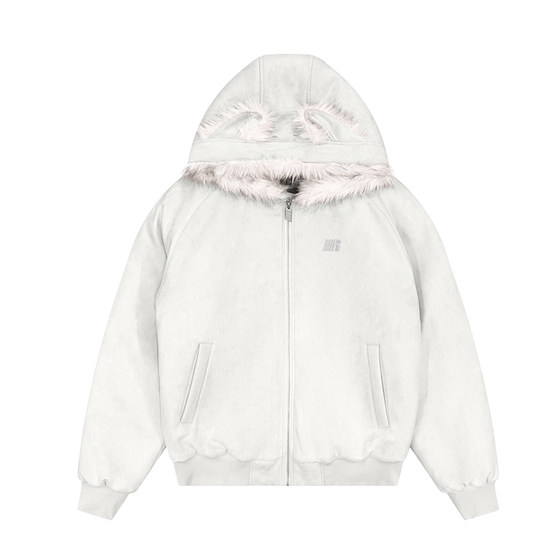 
FDR Autumn and Winter Thick Cotton Jacket Couple Hooded Leopard Print Cotton Jacket Men's Imitation Suede Fur Collar Padded Mountain Carving Jacket Women