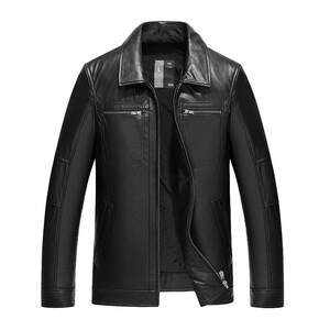 
MG Spring and Autumn High-end Authentic First-layer Cowhide Cowhide Cowhide Haining genuine leather jacket men's lapel short motorcycle leather jacket