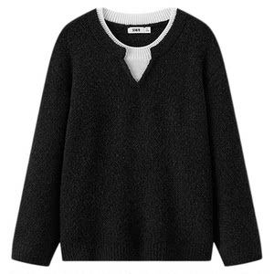 
Semir sweater men's winter fake two-piece V-neck sweater with wool 2025 new color-blocking fashion inner sweater
