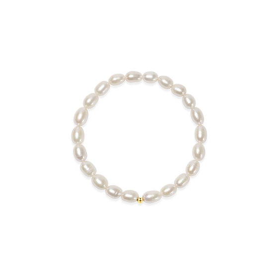 
Jingrun Pearl Song Song Elastic Skeleton Bracelet Freshwater Pearl Bracelet 5.3-6.3mm White Rice Shape Versatile Women D