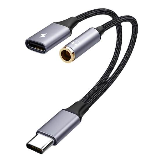 
Meicheng headphone adapter type mobile phone two-in-one adapter suitable for Huawei Xiaomi Honor Samsung mobile phone iPad tablet to 3.5mm converter fast charging dual type conversion port