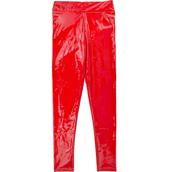 PU leather pants high waist bright light super tight pants mirror sexy thin imitation emulsion pants smooth blue demon Ji man