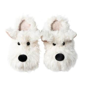 latetime scrawled puppy cotton slippers for women in autumn and winter