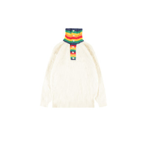 
sameuoo free range culture rainbow turtleneck sweater for women in autumn and winter can be worn outside and inside with imitation mink fur white sweater