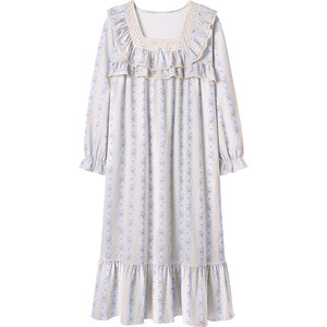 
Princess Mark French floral pure cotton nightgown female spring and autumn princess sweet style home clothes dress gentle pajamas