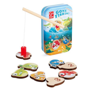 
Hape pocket toy portable high-speed rail outing car travel children's educational fishing small tin box baby baby on the plane