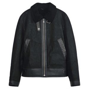 
MCS men's clothing originated from Marlboro winter casual retro fitted fur collar integrated warm sheepskin leather jacket
