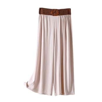 Mom's Summer Wear New Wide Leg Pants Spring and Summer High Waist Casual Pants Loose Large Size Thin Nine-Point Pants Women's Skirts