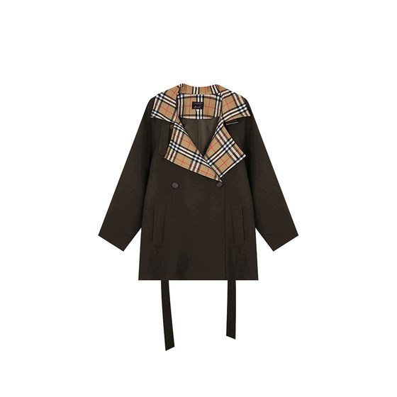 
Annie is not popular. Atmospheric plaid splicing brushed Orion short windbreaker for women. Slightly fat large size slim windbreaker jacket.