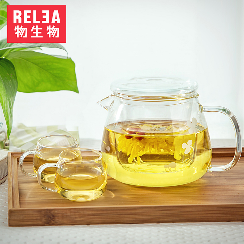 物生物玻璃茶壶耐热玻璃花茶壶水果茶壶茶具套装过滤泡茶壶带托盘