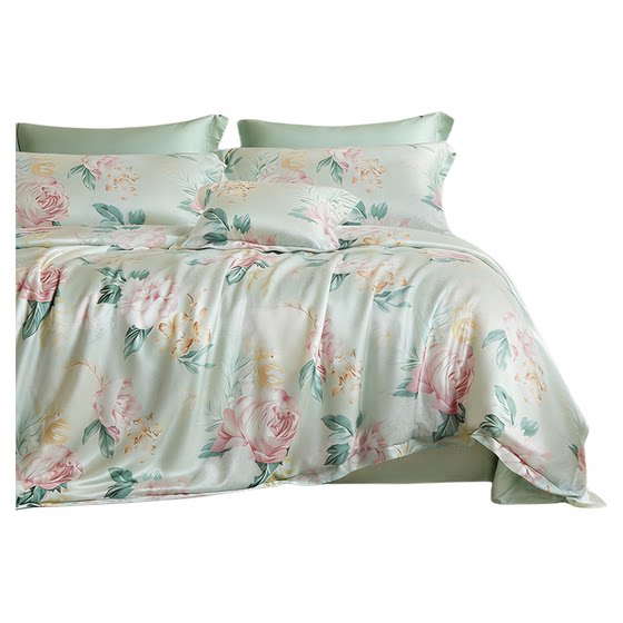 
Fuanna Tencel four-piece Lyocell cool quilt cover ice silk sheet quilt cover huge good-looking naked sleeping bedding