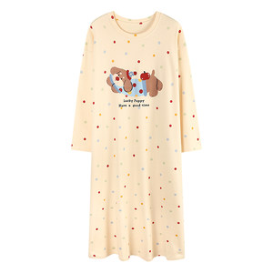
Fenton Kean Nightgown Spring and Autumn Pajamas Women Autumn 2025 New Long Sleeve Cute Home Clothes Pure Cotton Long Style