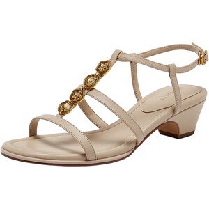 
True Beauty Gold Coast 2026 summer new style cowhide gilt chain thick heel fashion sandals Roman sandals for women