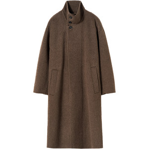 
Iwamiyama high-end yak velvet sheep wool double-sided woolen coat men's long stand-up collar loose men's woolen coat