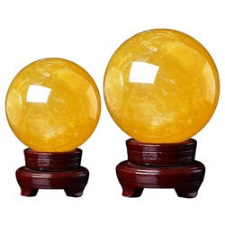 Pure Natural Yellow Real Crystal Ball Lucky Feng Shui Ball High-end Ornaments Large And Small Size To Do Business And Gather Money Living Room Decoration