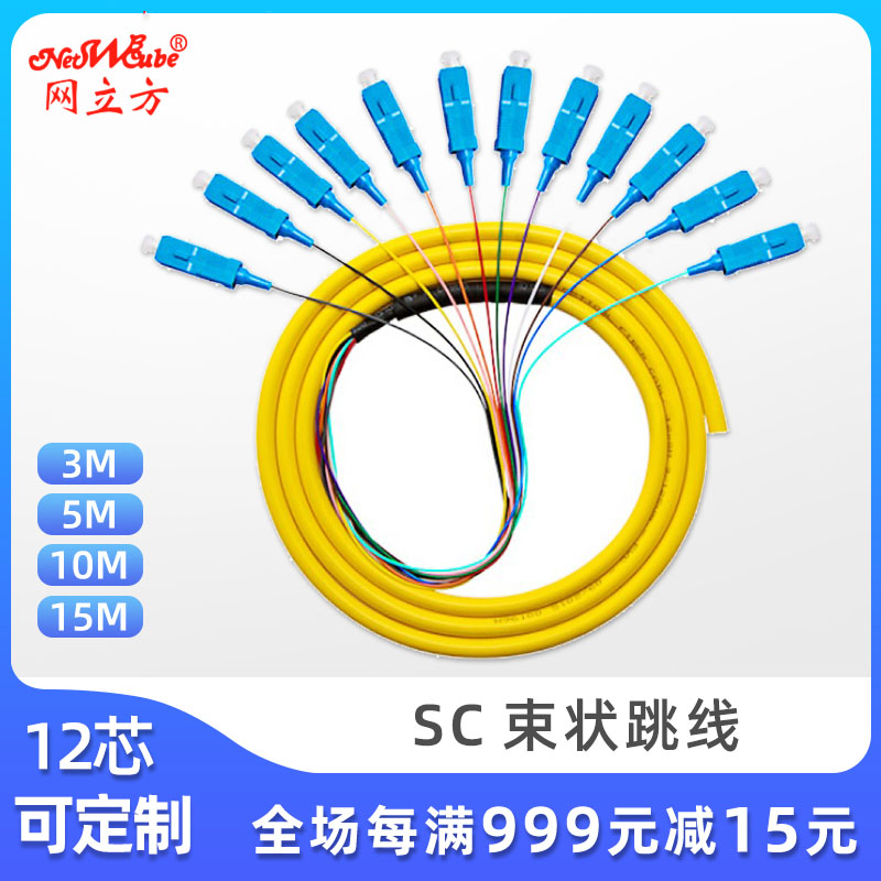 12芯束状尾纤SC电信级光缆FC/ST/LC单模多模光纤跳线尾纤1.5米ODF单元体熔接尾纤单束状尾纤光钎万兆室内