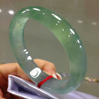 Burmese jade bracelet green clear circle Laokeng ice seed oil green floating flower jade treated quartzite jade bracelet