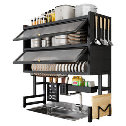 Kitchen sink storage rack dishwasher sink sink sink dustproof countertop storage tableware multi-function drain rack double layer