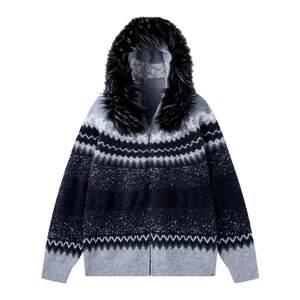 
BJHG reckless Fair Isle cardigan sweater men's autumn and winter new detachable hooded couple sweater women
