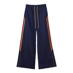 
Huanghuangjia Three Stripes Contrast Color Casual Pants 2026 Spring and Autumn New College Hong Kong Style Age Reducing Sports Wide Leg Pants for Women