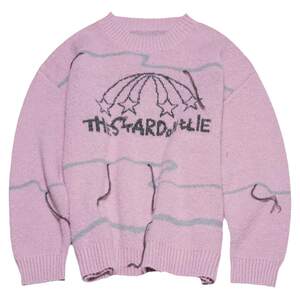 
STILLYOU original personality tassel jacquard round neck pullover sweater for women loose retro knitted sweater new Korean