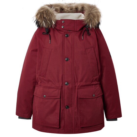 
[New Year Gift] Jack Jones Men's Spring Down Jacket Drawstring Hooded Fur Collar Detachable Loose Jacket