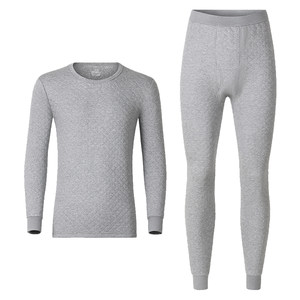 
Yu Zhaolin thickened three-layer thermal underwear set men's air cotton sandwich cold-resistant pure cotton autumn clothes and autumn trousers for winter