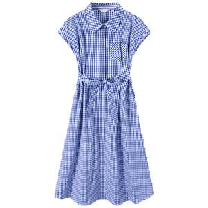 
Navigare Italian small sailing versatile flying sleeve dress for women in summer new pure cotton waist shirt skirt