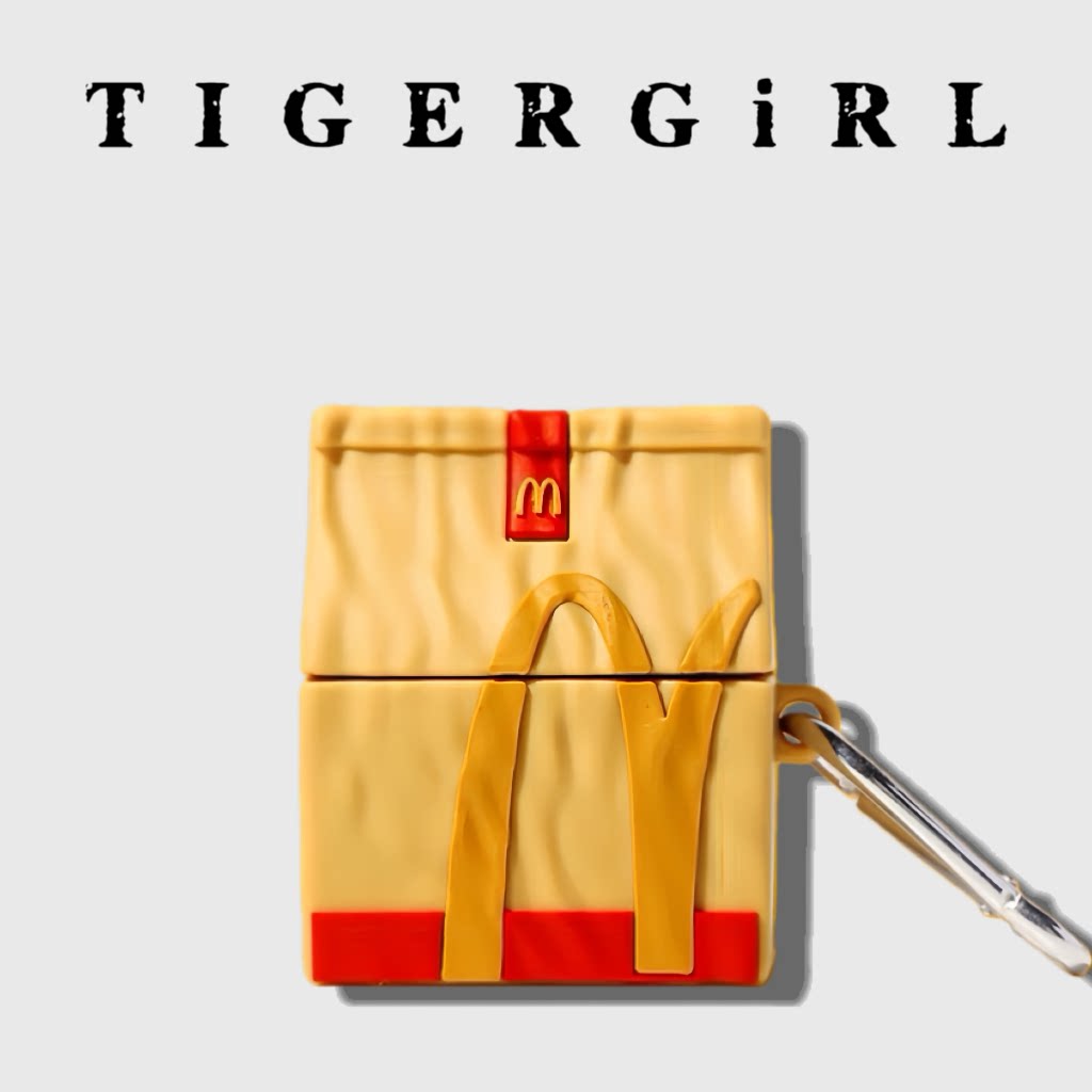 Novelty McDonald's French Fry Bag AirPods Case with Carabiner AirPods Case for AirPods 4, AirPods 3 & AirPods Pro 3 and 2