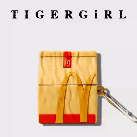 Novelty McDonald’s French Fry Bag AirPods Case with Carabiner AirPods Case for AirPods 4, AirPods 3 & AirPods Pro 3 and 2