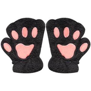 
Cat claw gloves for winter women Korean version half finger men thick plush cute student fashion keyboard bear paw halter neck hand hat