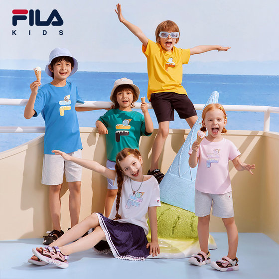 FILA KIDS斐乐童装男女童短袖T恤夏季儿童大小童纯棉冰淇淋T上衣