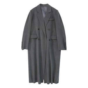 
Gray double-sided wool coat for women 2025 winter mid-length casual silhouette loose Hepburn style woolen coat