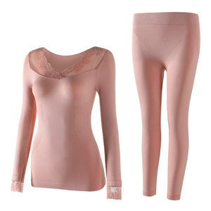 Sexy lace warm underwear ladies set, shaping the autumn and winter beauty slimming fashion V -neck autumn clothes