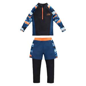 Children's swimsuit trunks Fat boy plus fat male long -sleeved large -size middle child youth trousers to split sunscreen speed dry swimwear
