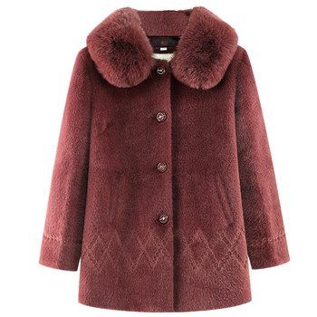 Mom's stylish mink velvet coat, thick coat for the elderly