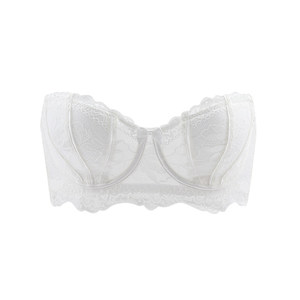 
Underwear for summer women's thin non-slip strapless bra sexy French lace ultra-thin rabbit ear cup bra set
