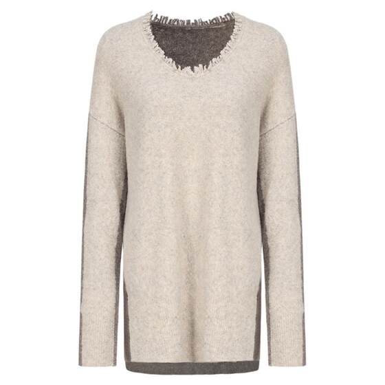 
Elywood breasted color-blocked sweater for women early autumn thickened lazy loose top irregular niche design for outdoor wear