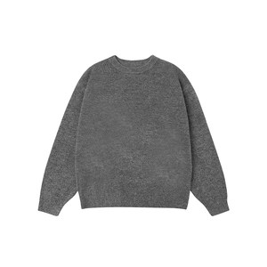 
CH丨Gray round neck sweater for men in autumn new American trendy brand simple loose pullover men's inner knitted sweater