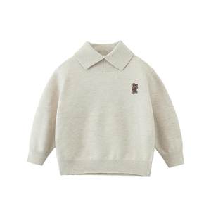 
[Hot wool fever] Qiqi Bear boys sweater thickened winter baby polo shirt children's sweater half high collar