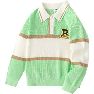 
Balabala boys sweater children's baby pullover knit sweater spring and autumn children's clothing children's striped base shirt trend